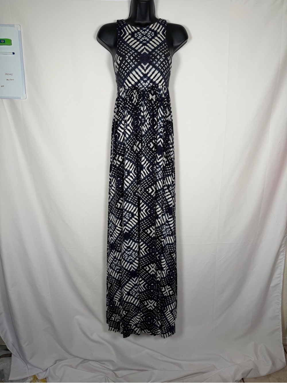 Rachel Pally Navy and White Geometric Maxi Dress